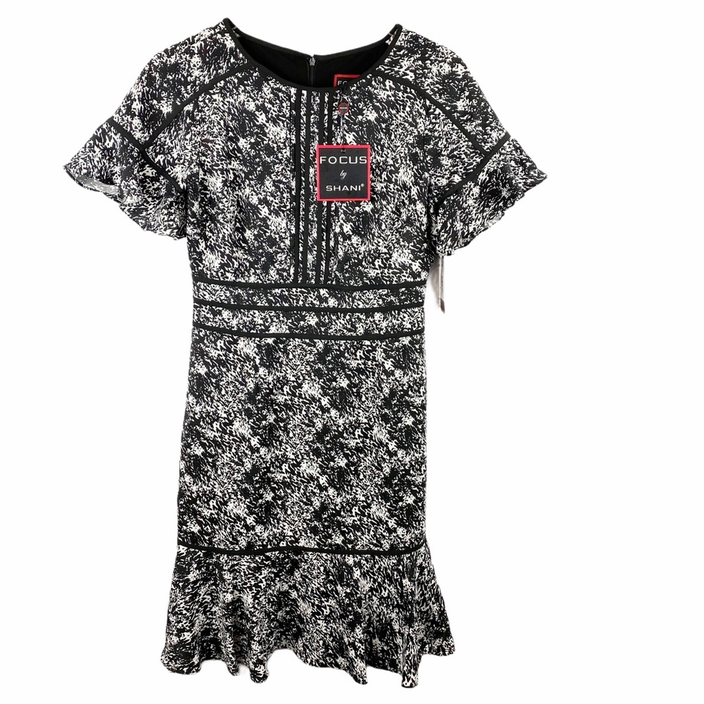 NWT Focus by Shani Ruffle Sleeve Flounce Dress 2 - Picture 3 of 9